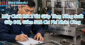 Máy Chiết Rót 2 Vòi Giúp Tăng Năng Suất Gấp Đôi, Giảm 50% Chi Phí Nhân Công