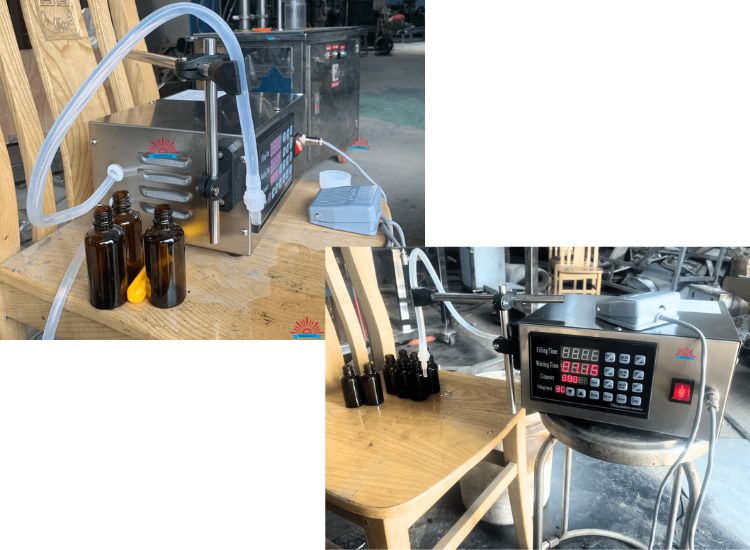 Máy chiết rót bán tự động điều khiển bằng cốc đạp
