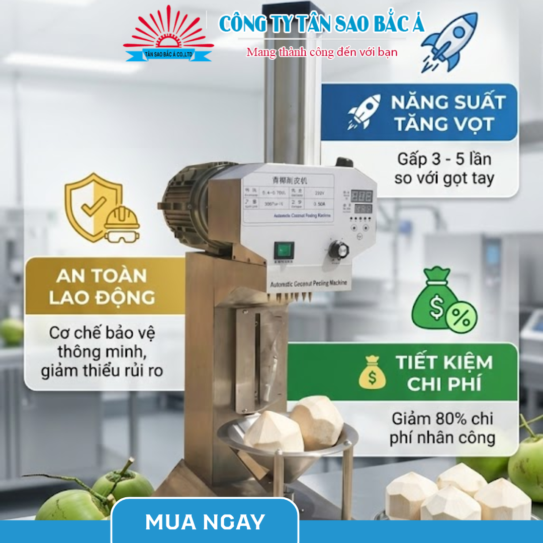 Máy Gọt Dừa Kim Cương: Bí Quyết Tiết Kiệm 50% Nhân Công