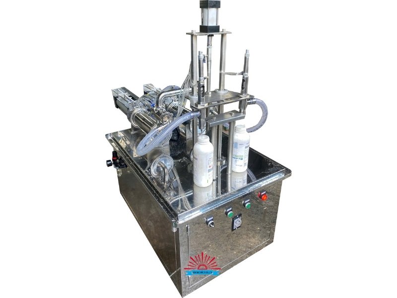 Máy chiết rót 2 vòi bán tự động piston