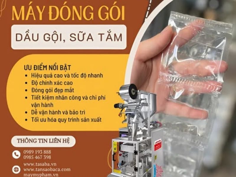 Máy đóng gói dầu gội tự động 4 biên