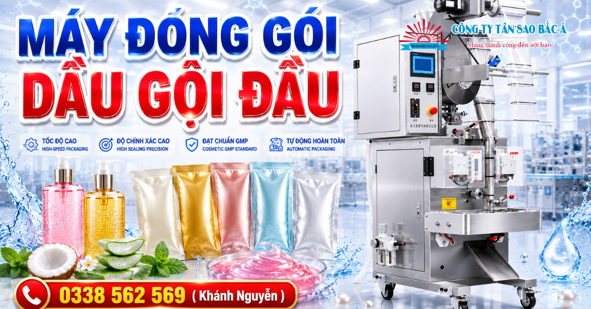 máy đóng gói dầu gội đầu