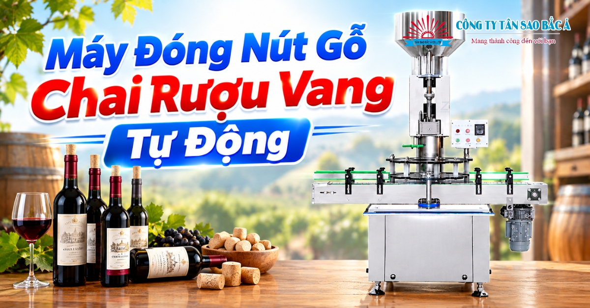 máy đóng nút gỗ chai rượu vang tự động